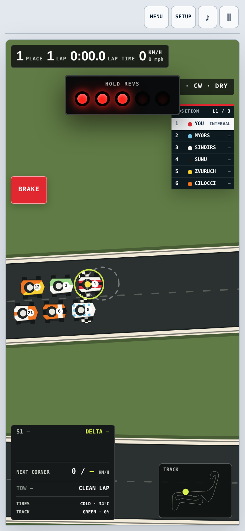 Karting Battles race start: six karts on the grid under the start lights