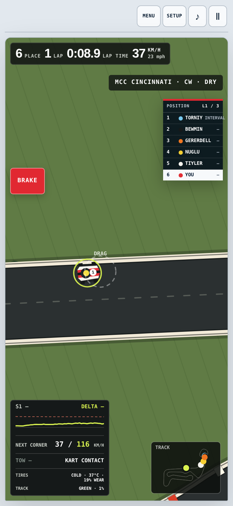 Karting Battles gameplay: battling AI rivals for position
